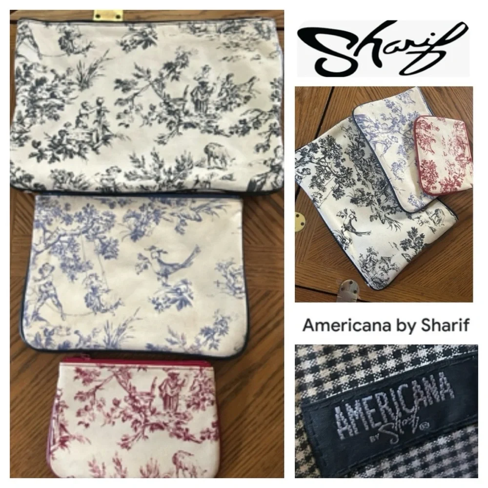 Toile Print Pouch Set